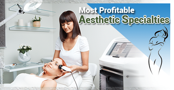 most-profitable-aesthetic-specialties label with nurse administering facial