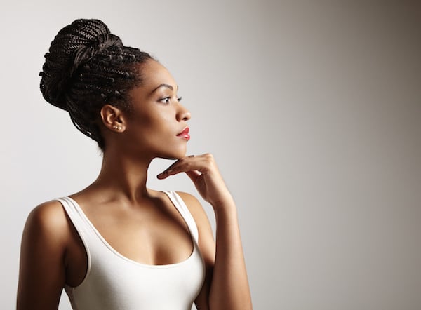 Profile shot of beautiful black woman