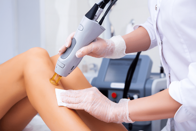 Woman having Laser Hair Removal Service on her leg